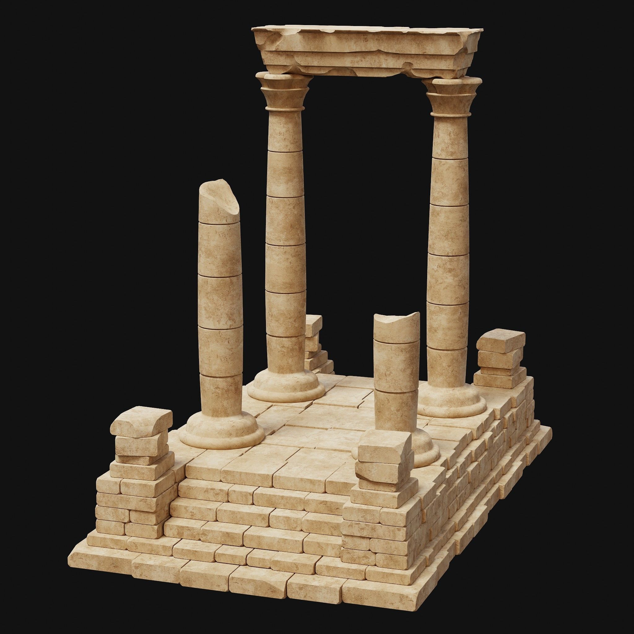 ANCIENT RUINS DESERT SAND STONE OLD TEMPLE EGYPT AAA COLLECTION Low-poly 3D model_1