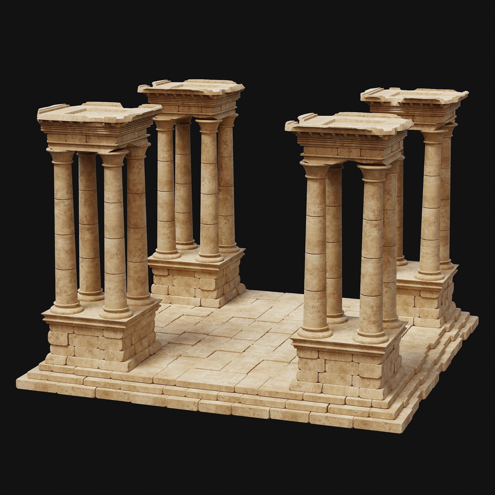 ANCIENT RUINS DESERT SAND STONE OLD TEMPLE EGYPT AAA COLLECTION Low-poly 3D model_5
