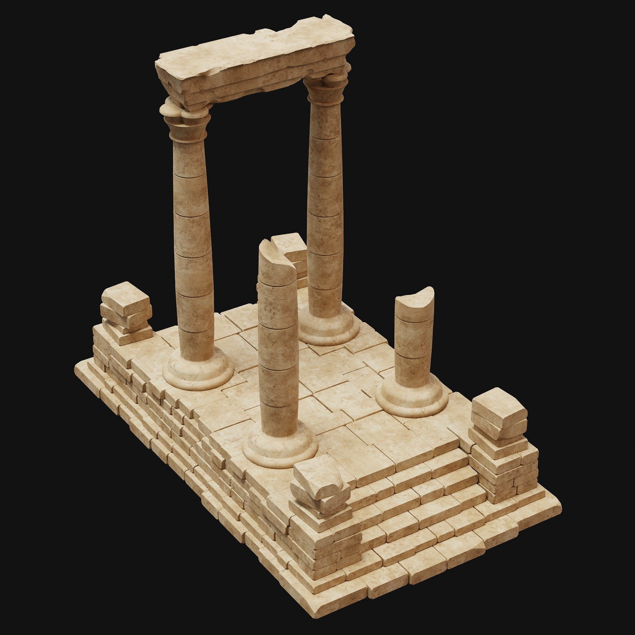 ANCIENT RUINS DESERT SAND STONE OLD TEMPLE EGYPT AAA COLLECTION Low-poly 3D model_2