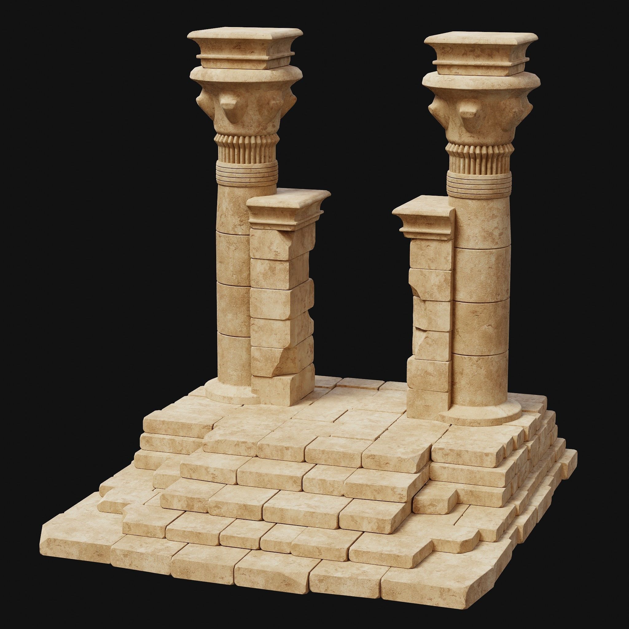 ANCIENT RUINS DESERT SAND STONE OLD TEMPLE EGYPT AAA COLLECTION Low-poly 3D model_17