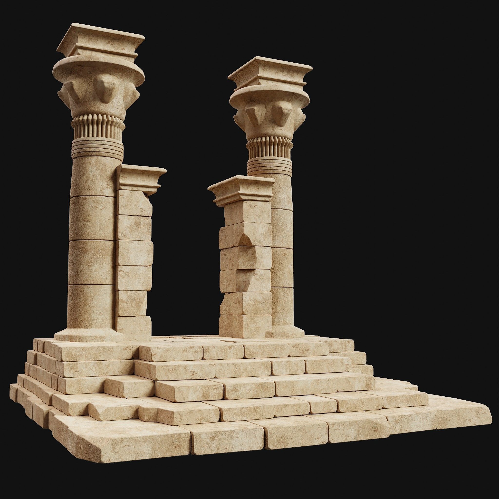 ANCIENT RUINS DESERT SAND STONE OLD TEMPLE EGYPT AAA COLLECTION Low-poly 3D model_19