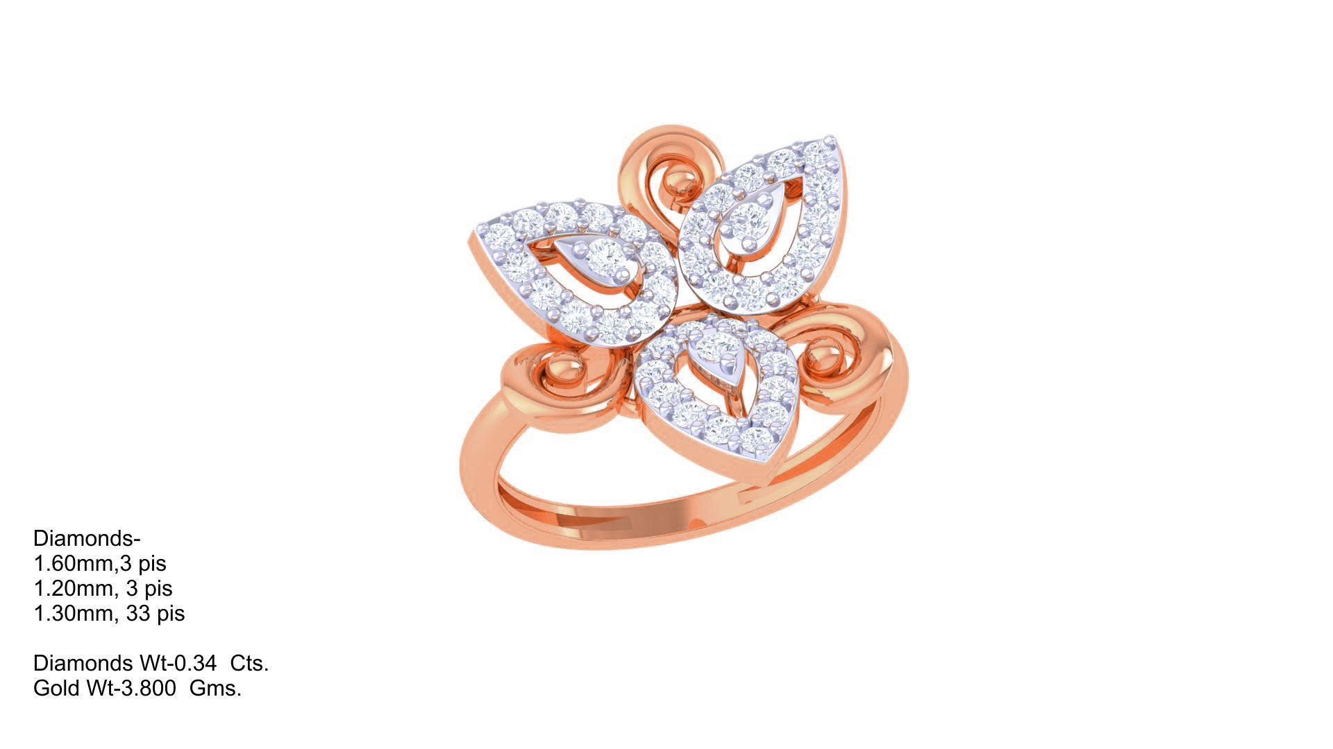 Flower High Jewelry Diamond Cocktail Ring 3dm stl obj renders 3D print model_3