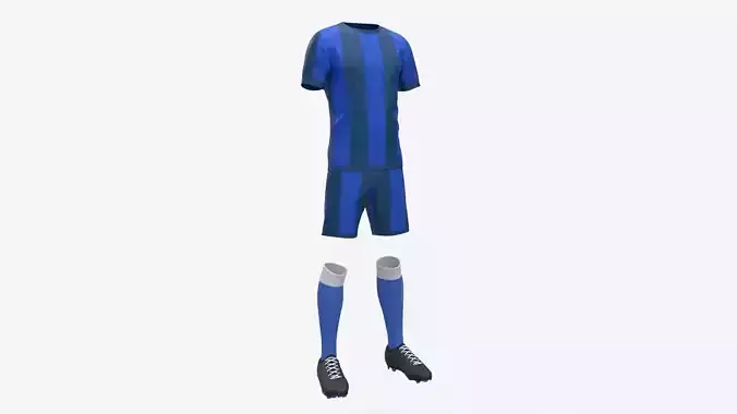 Soccer Uniform with Boots Blue Stripes