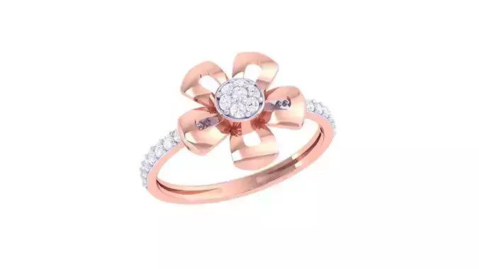 Flower High Jewelry Diamond Cocktail Ring 3dm stl obj renders