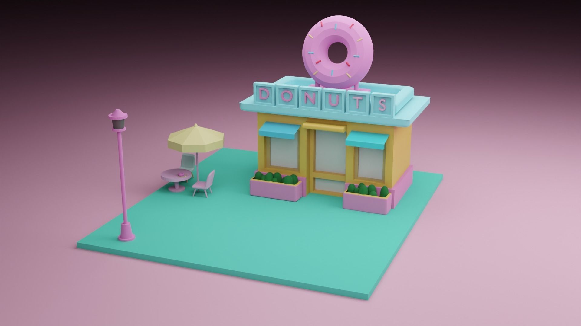 Donut shop Free 3D model_1