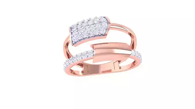 Wire High Jewelry Diamond Cocktail Ring 3dm stl obj renders