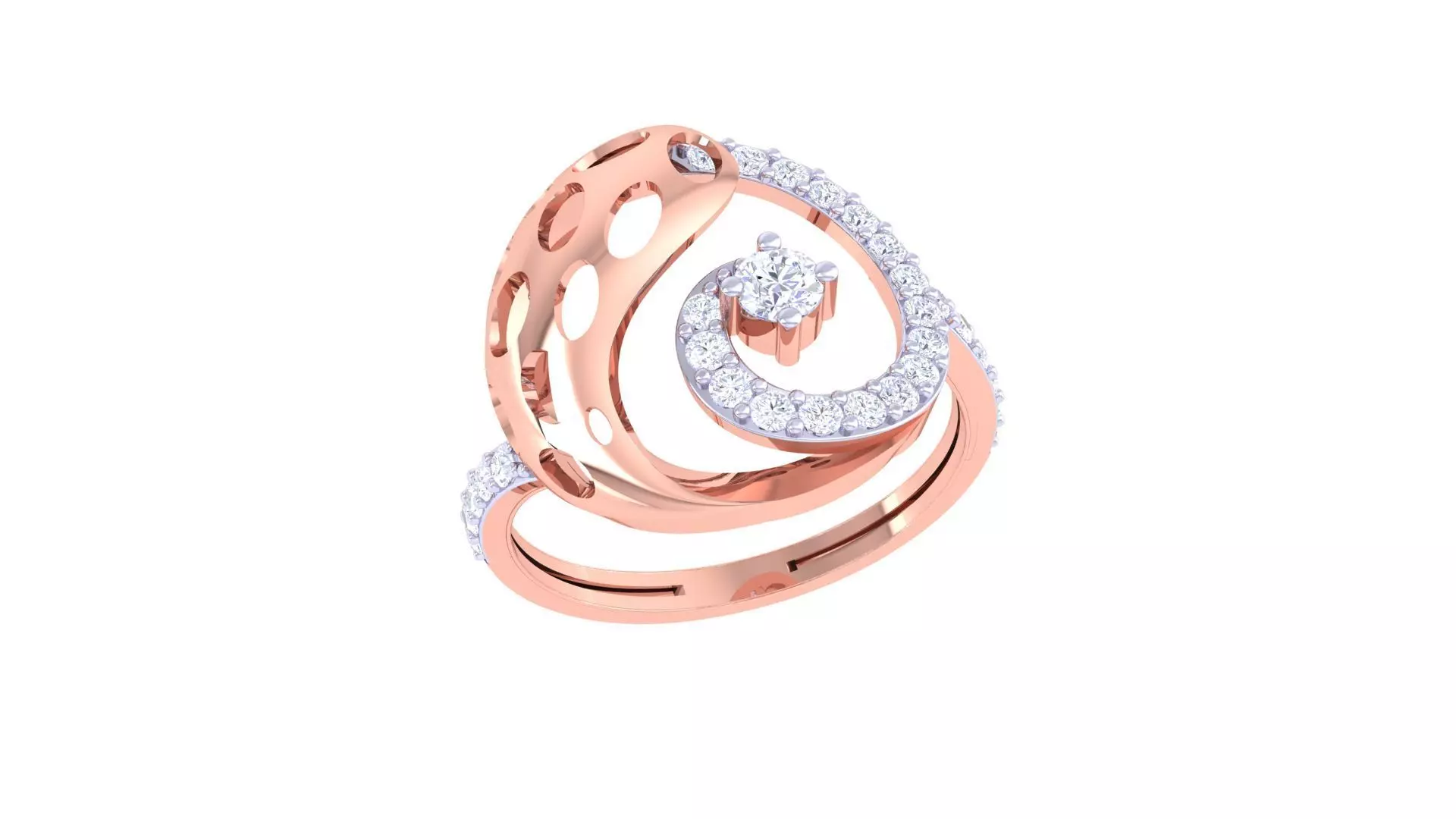 High Jewelry Diamond Cocktail Ring 3dm stl obj renders 3D print model