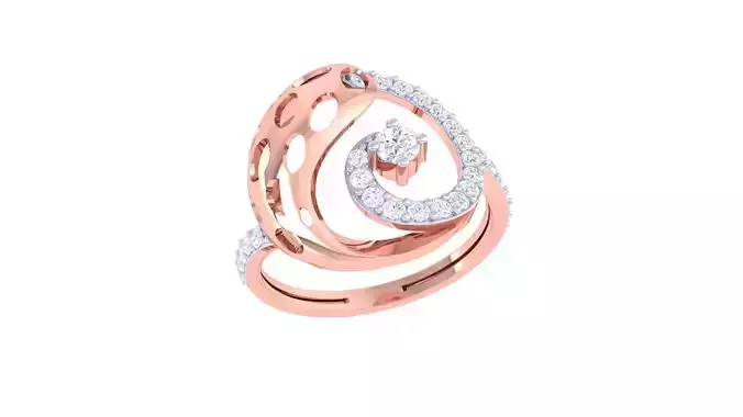 High Jewelry Diamond Cocktail Ring 3dm stl obj renders