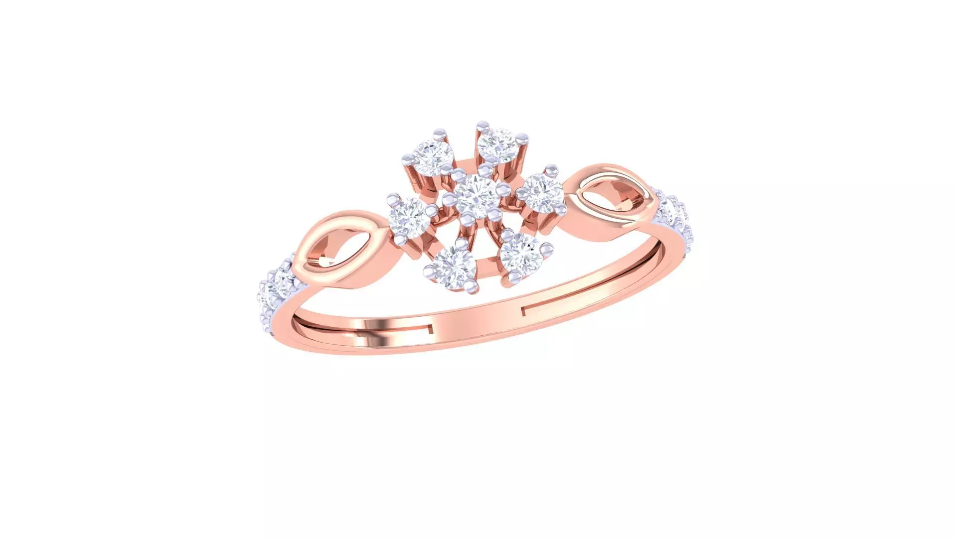 Flower High Jewelry Diamond Cocktail Ring 3dm stl obj renders 3D print model