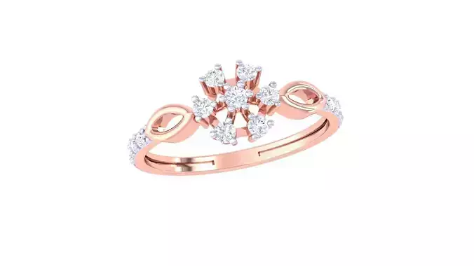 Flower High Jewelry Diamond Cocktail Ring 3dm stl obj renders