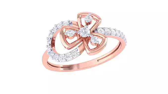 Flower High Jewelry Diamond Cocktail Ring 3dm stl obj renders