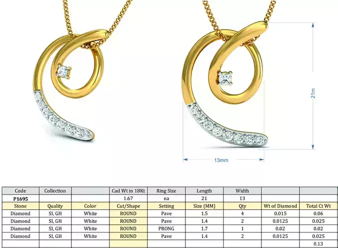 Diamond Solitaire Necklaces Set With Ring 3D Print Model