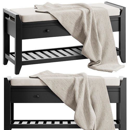 Alexandria Wood Storage Bench by Sand Stable 3D model 2