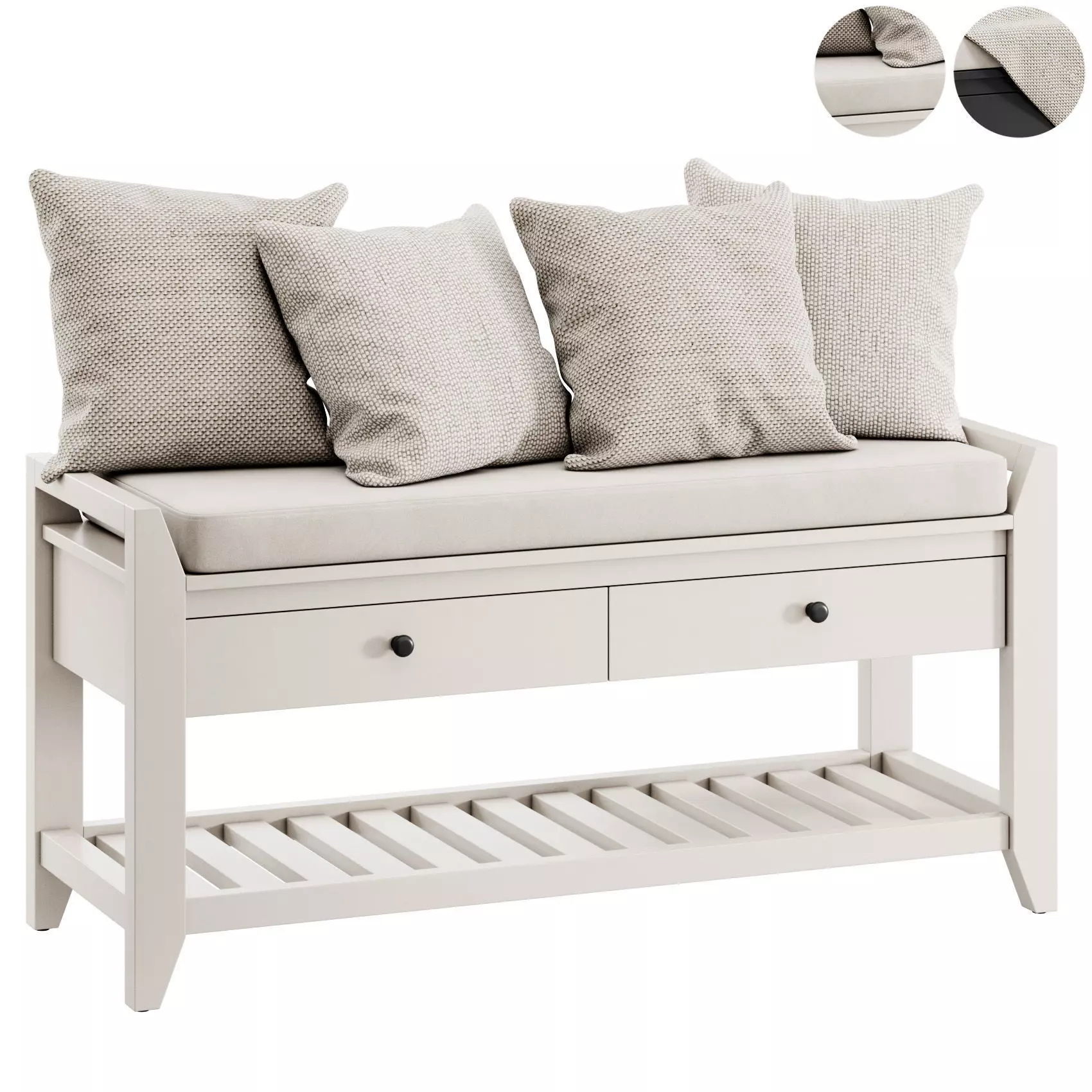 Alexandria Wood Storage Bench by Sand Stable 3D model