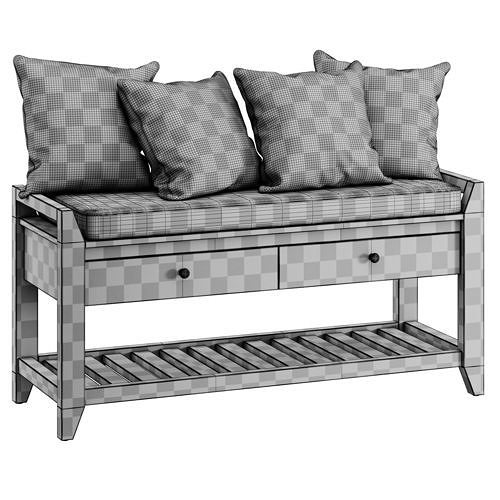 Alexandria Wood Storage Bench by Sand Stable 3D model 5