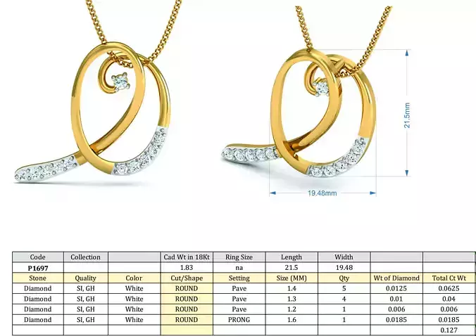 Diamond Solitaire Necklaces Set With Ring 3D Print Model
