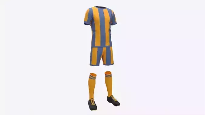 Soccer Uniform with Boots Yellow Stripes
