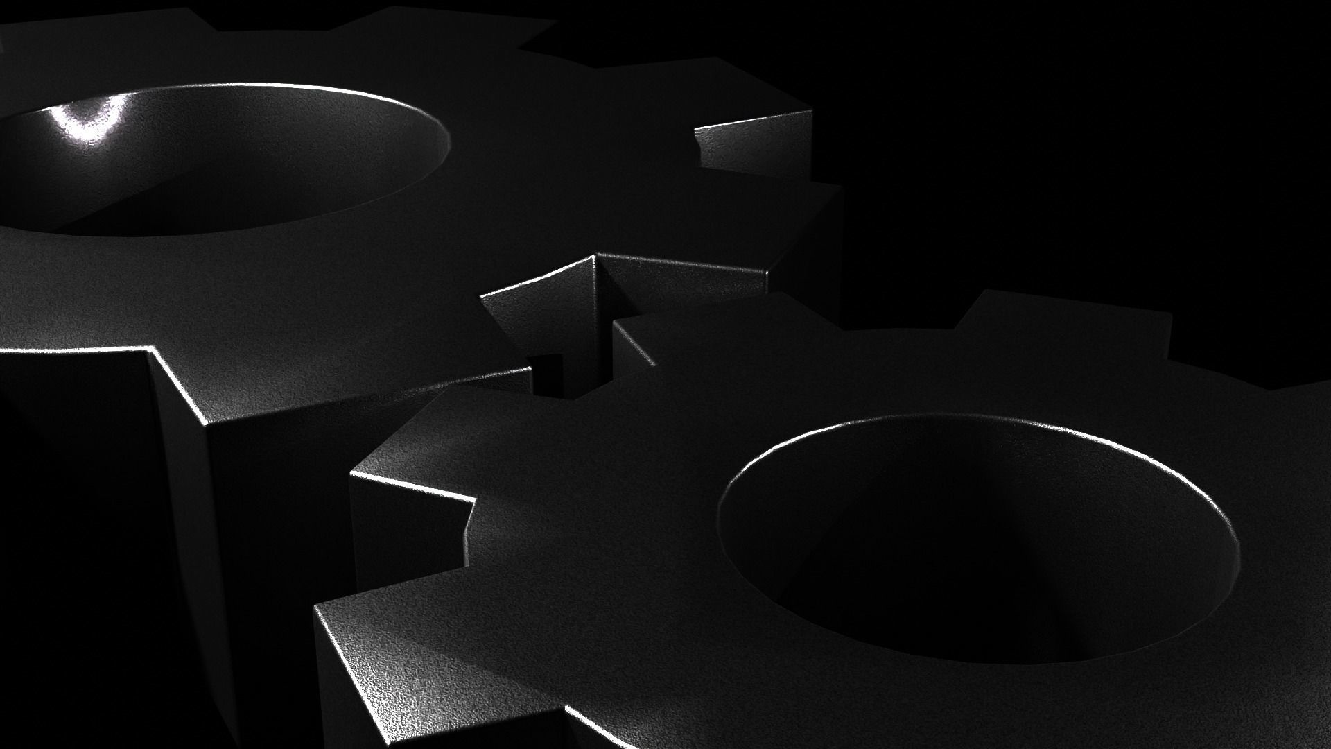 Large and Small Gears Low-poly 3D model_1