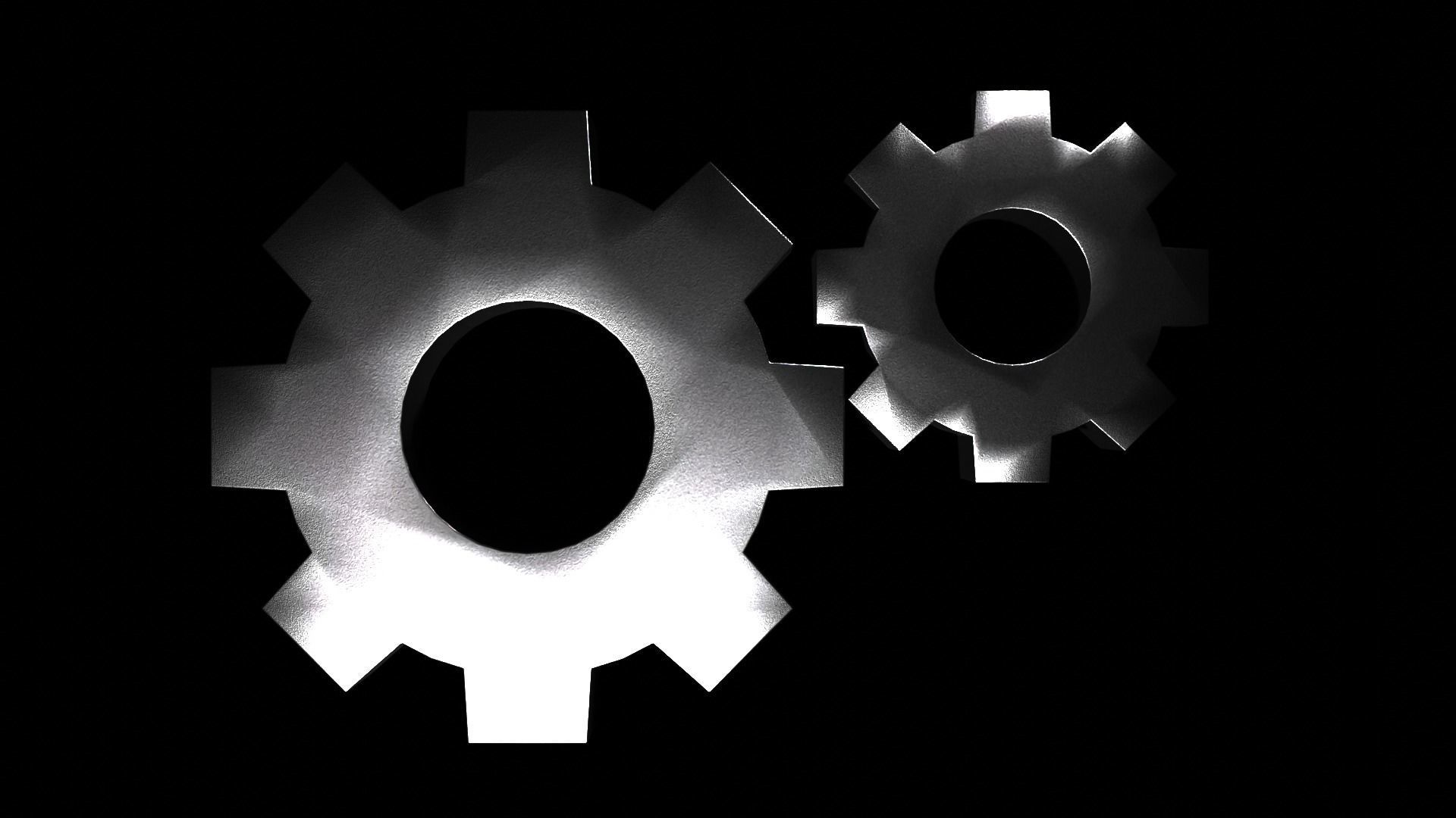 Large and Small Gears Low-poly 3D model_2