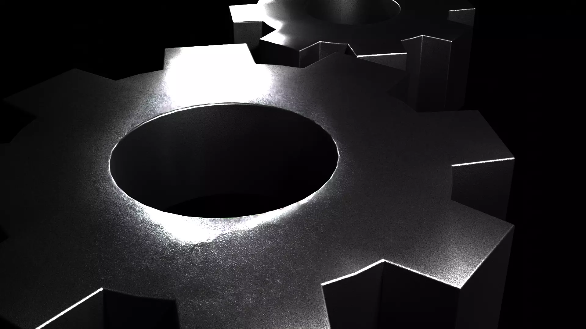 Large and Small Gears Low-poly 3D model_0