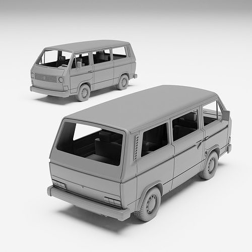 VW T3 - H0 scale van model kit 3D print model 4