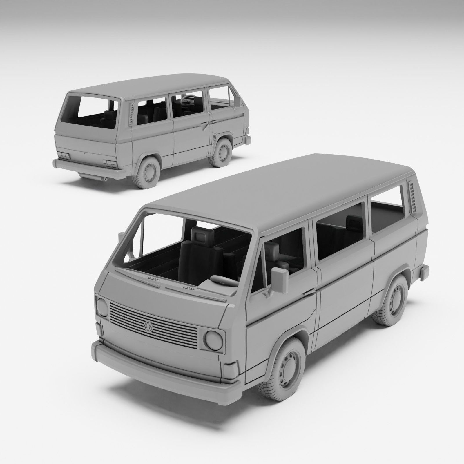 VW T3 - H0 scale van model kit 3D print model_2