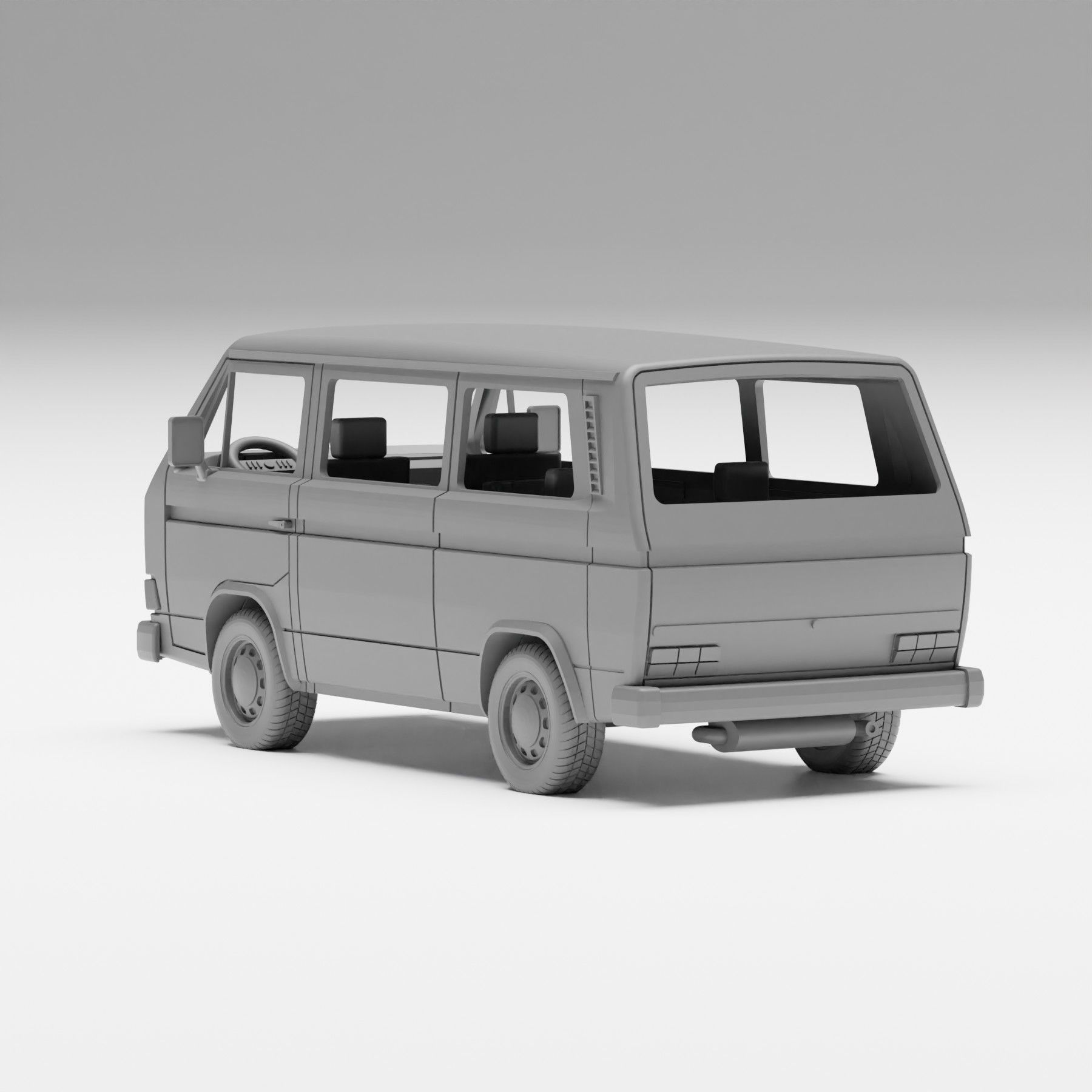 VW T3 - H0 scale van model kit 3D print model_8