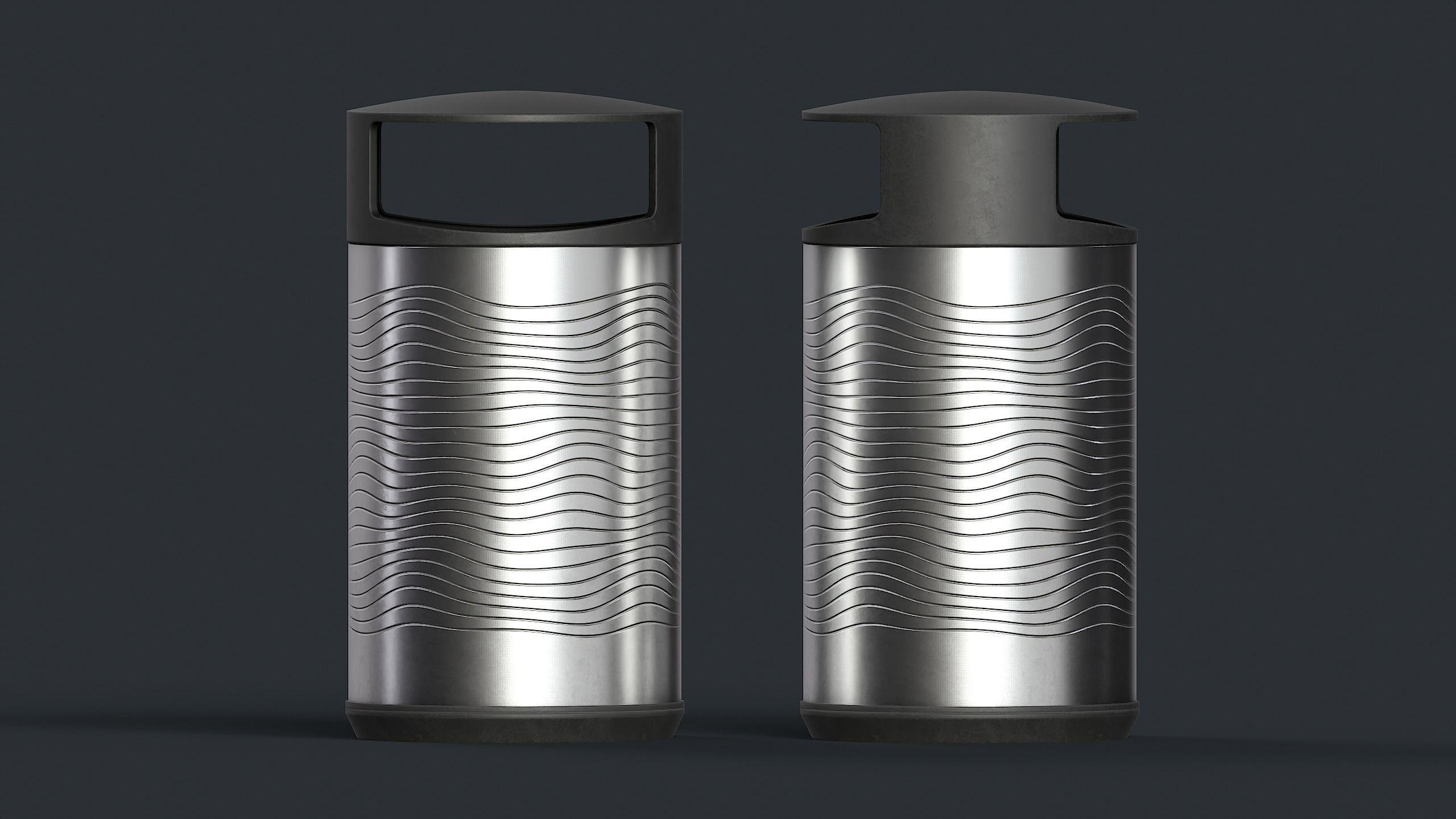 Street Trash Can 26 PBR Game Ready Low-poly 3D model_16