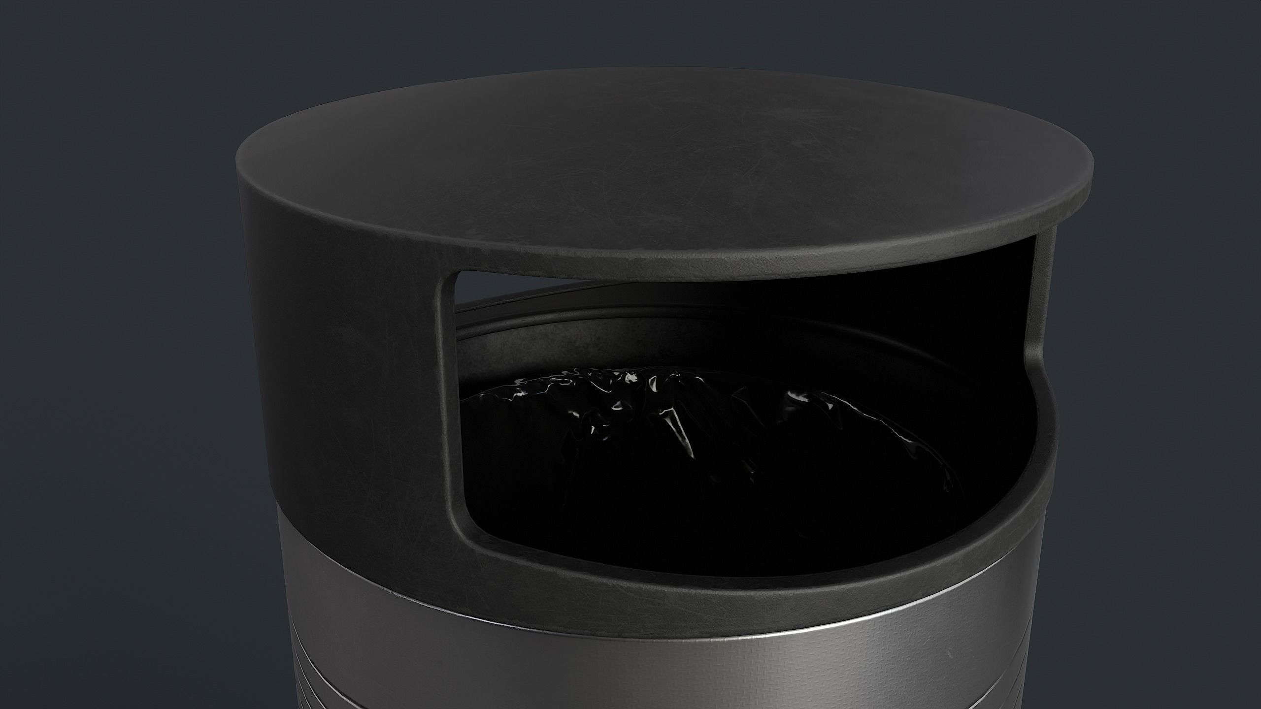 Street Trash Can 26 PBR Game Ready Low-poly 3D model_8