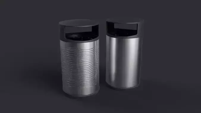 Street Trash Can 26 PBR Game Ready Low-poly 3D model