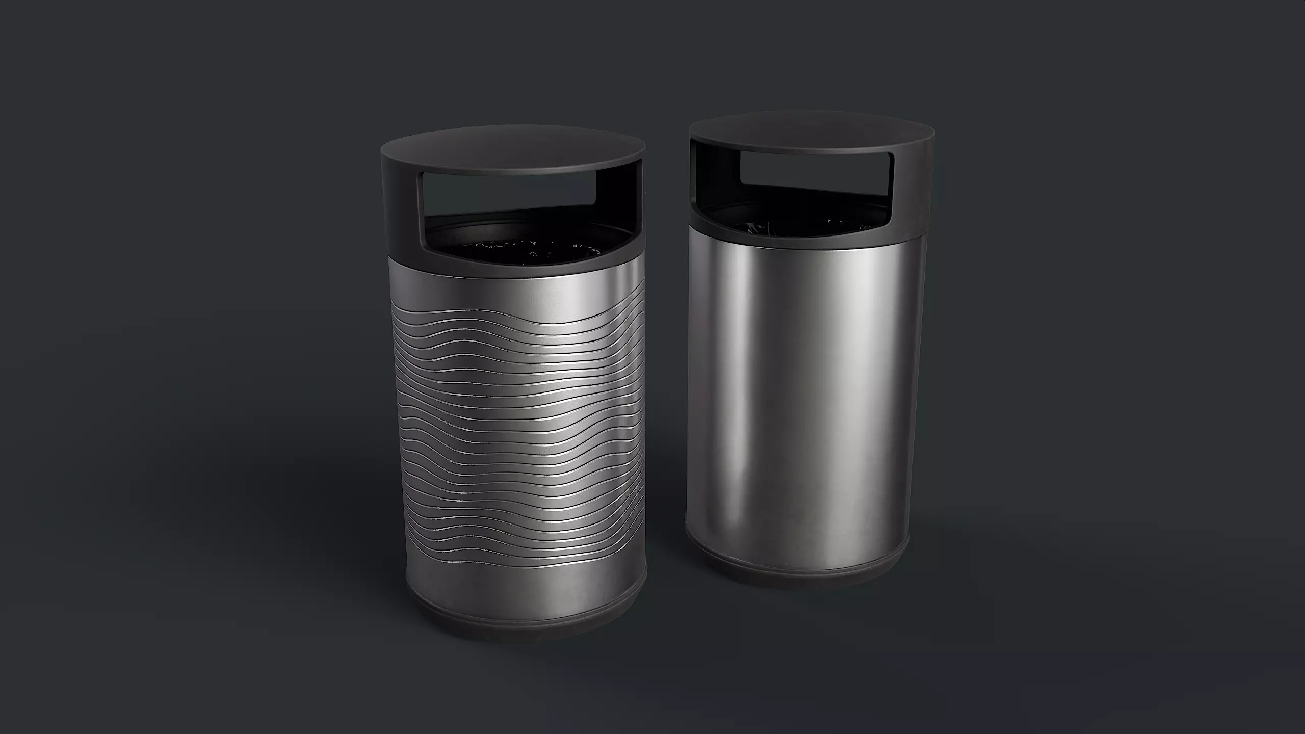 Street Trash Can 26 PBR Game Ready Low-poly 3D model_0