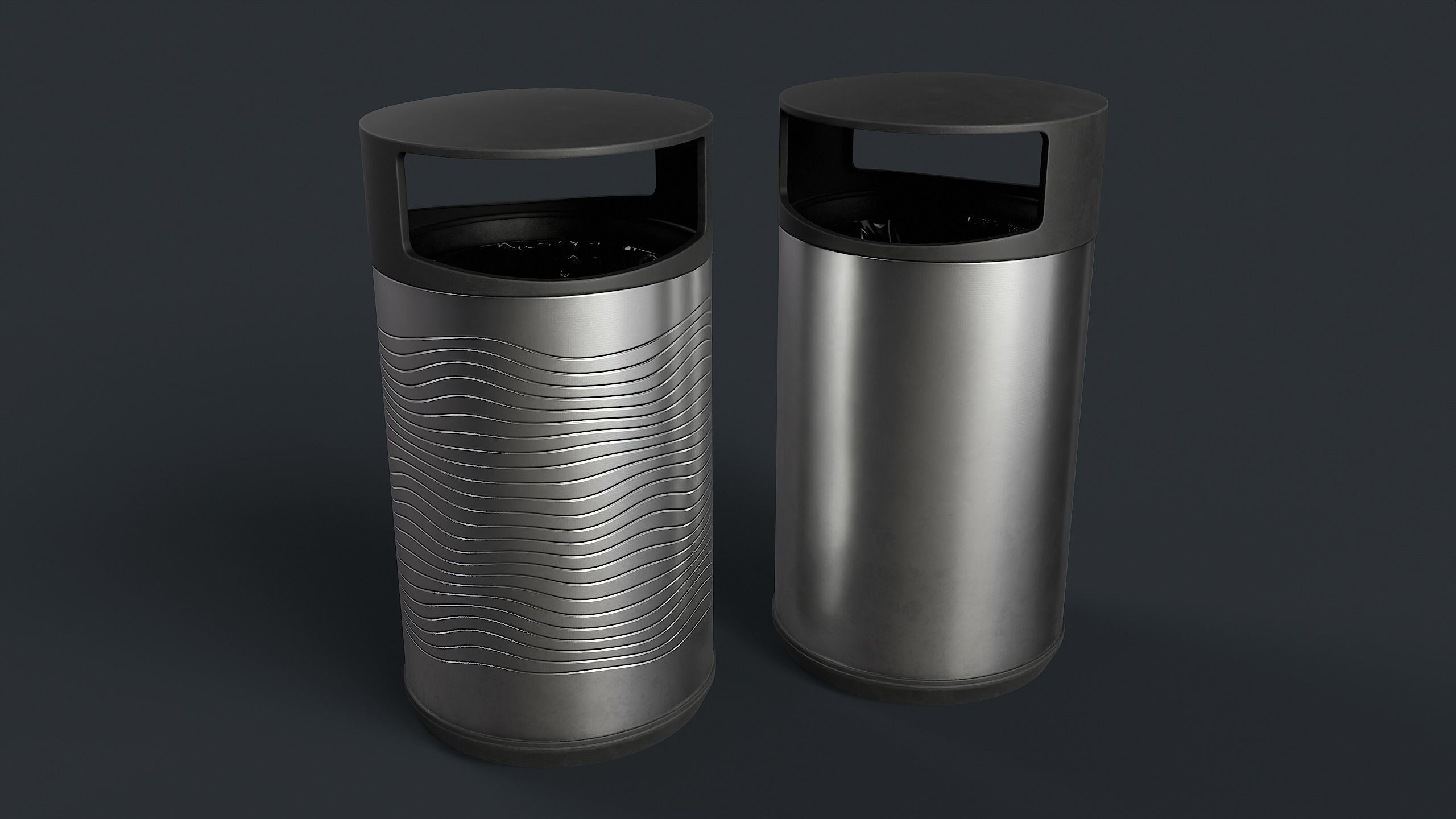 Street Trash Can 26 PBR Game Ready Low-poly 3D model_1
