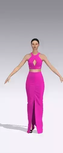 Magenta color two pieces  blouse and skirt modern 