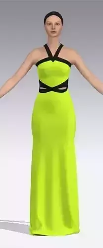 Geometric neon yellow green dress