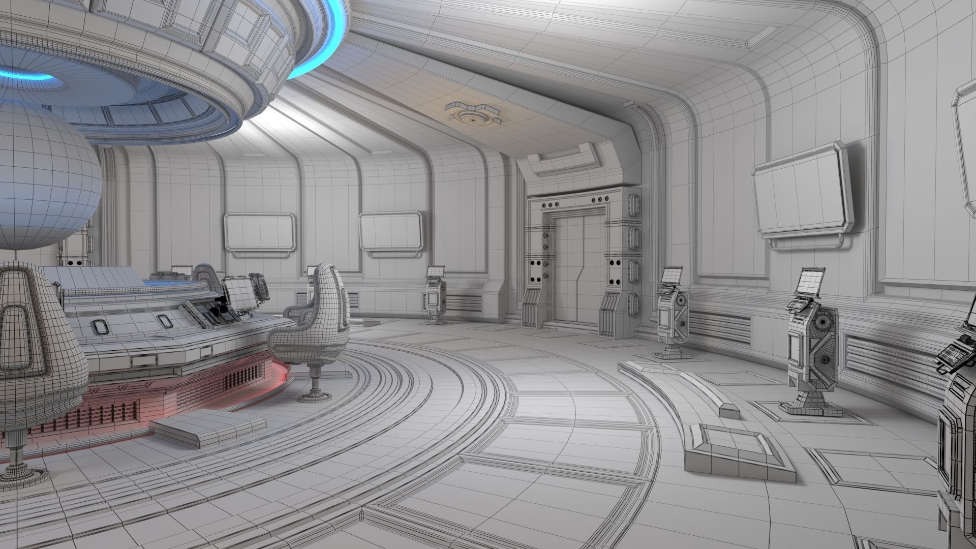 Sci Fi Interior Station 3D model_13