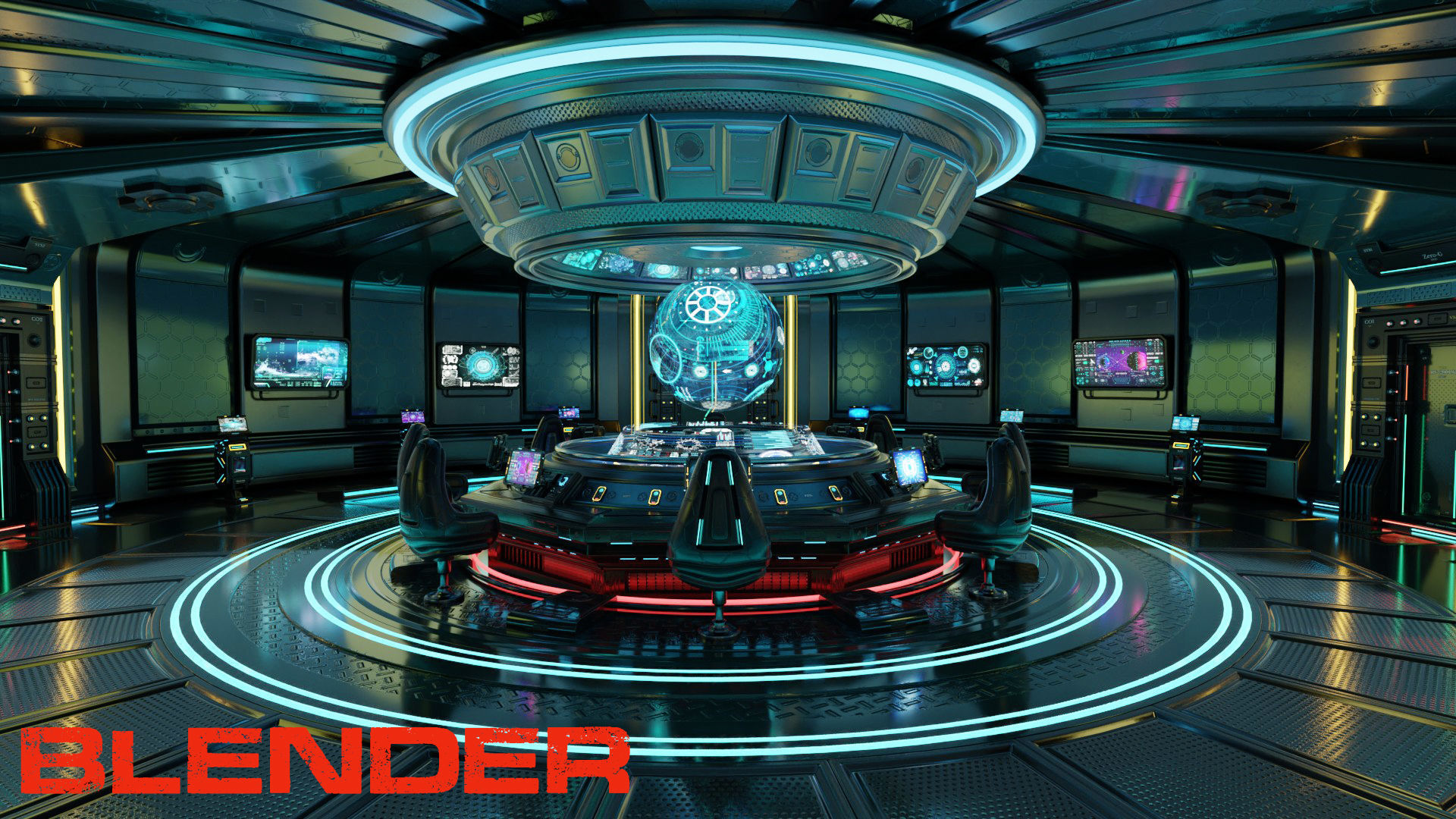 Sci Fi Interior Station 3D model_9
