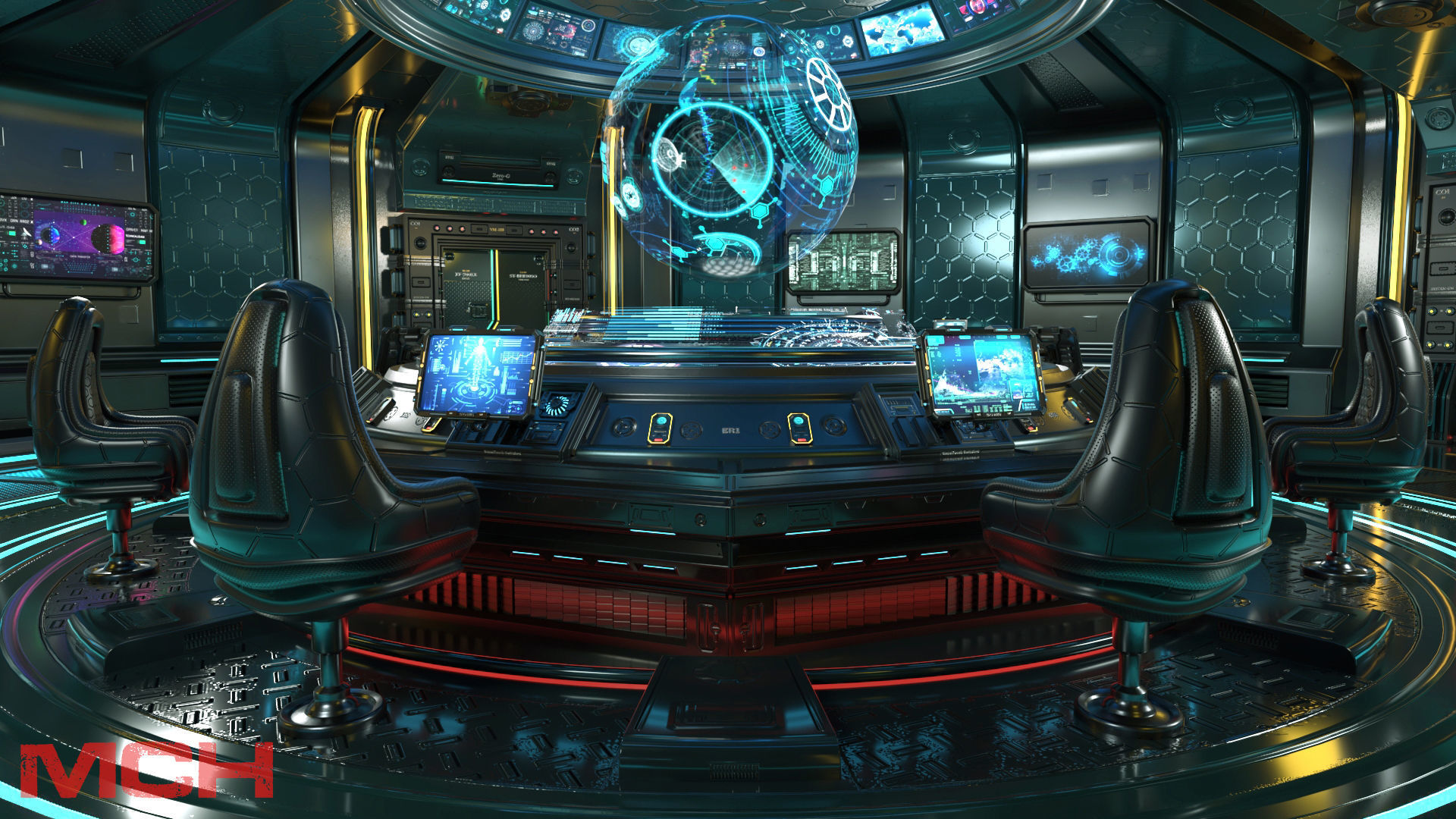 Sci Fi Interior Station 3D model_2