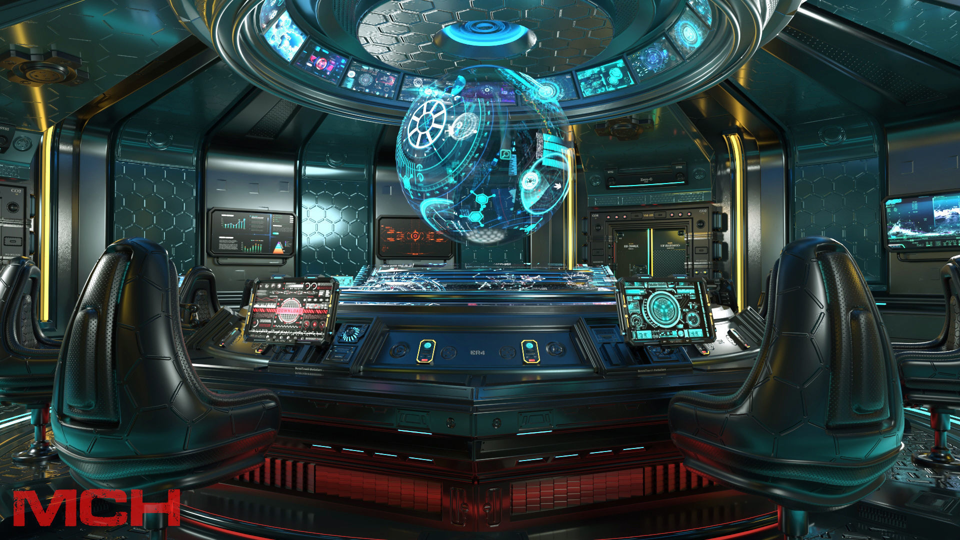 Sci Fi Interior Station 3D model_7