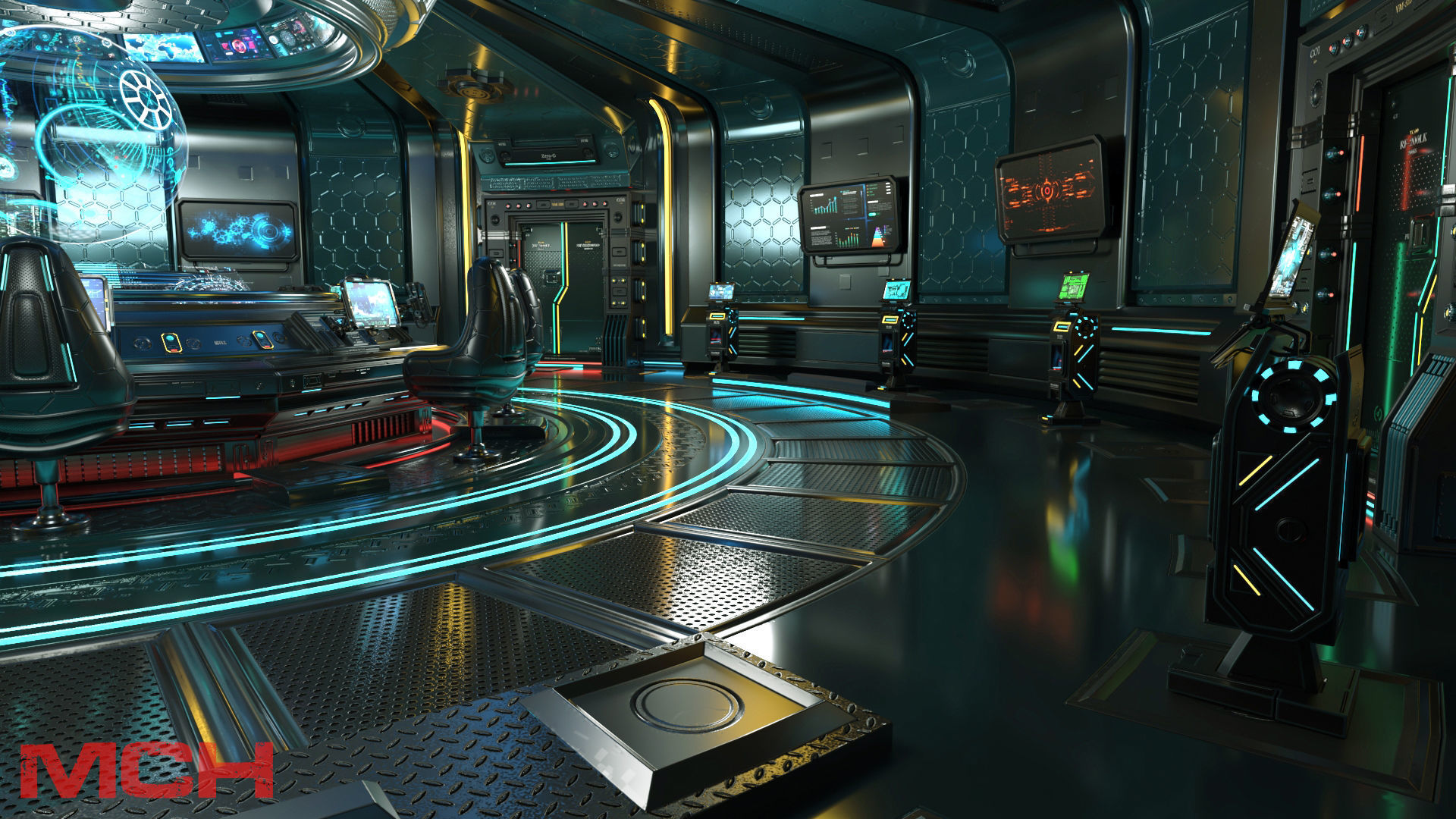 Sci Fi Interior Station 3D model_4