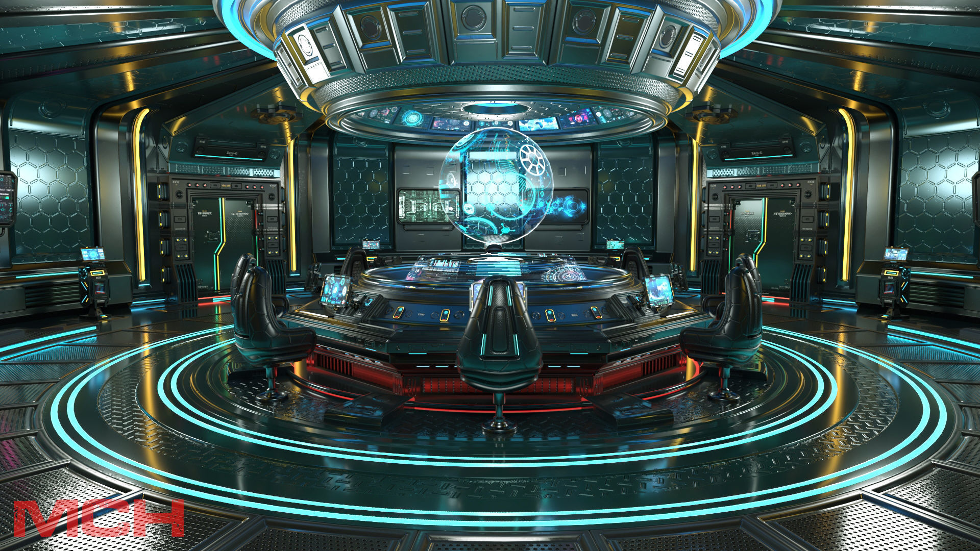 Sci Fi Interior Station 3D model_1