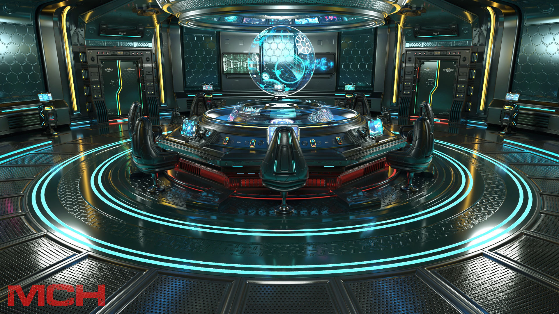 Sci Fi Interior Station 3D model_5