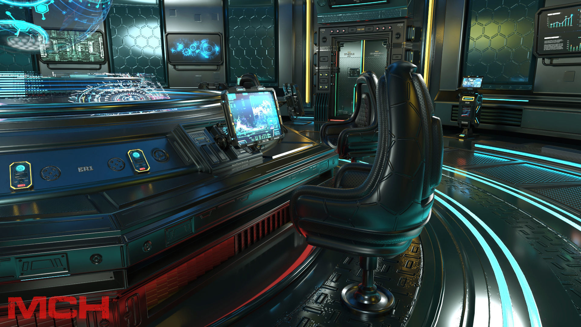 Sci Fi Interior Station 3D model_3