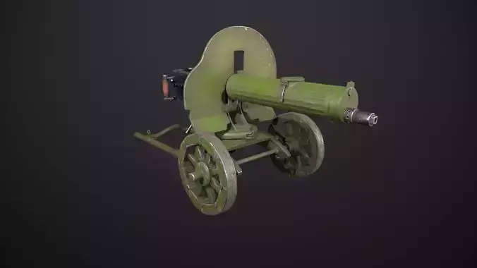 Machine gun Maxim Low-poly 3D model