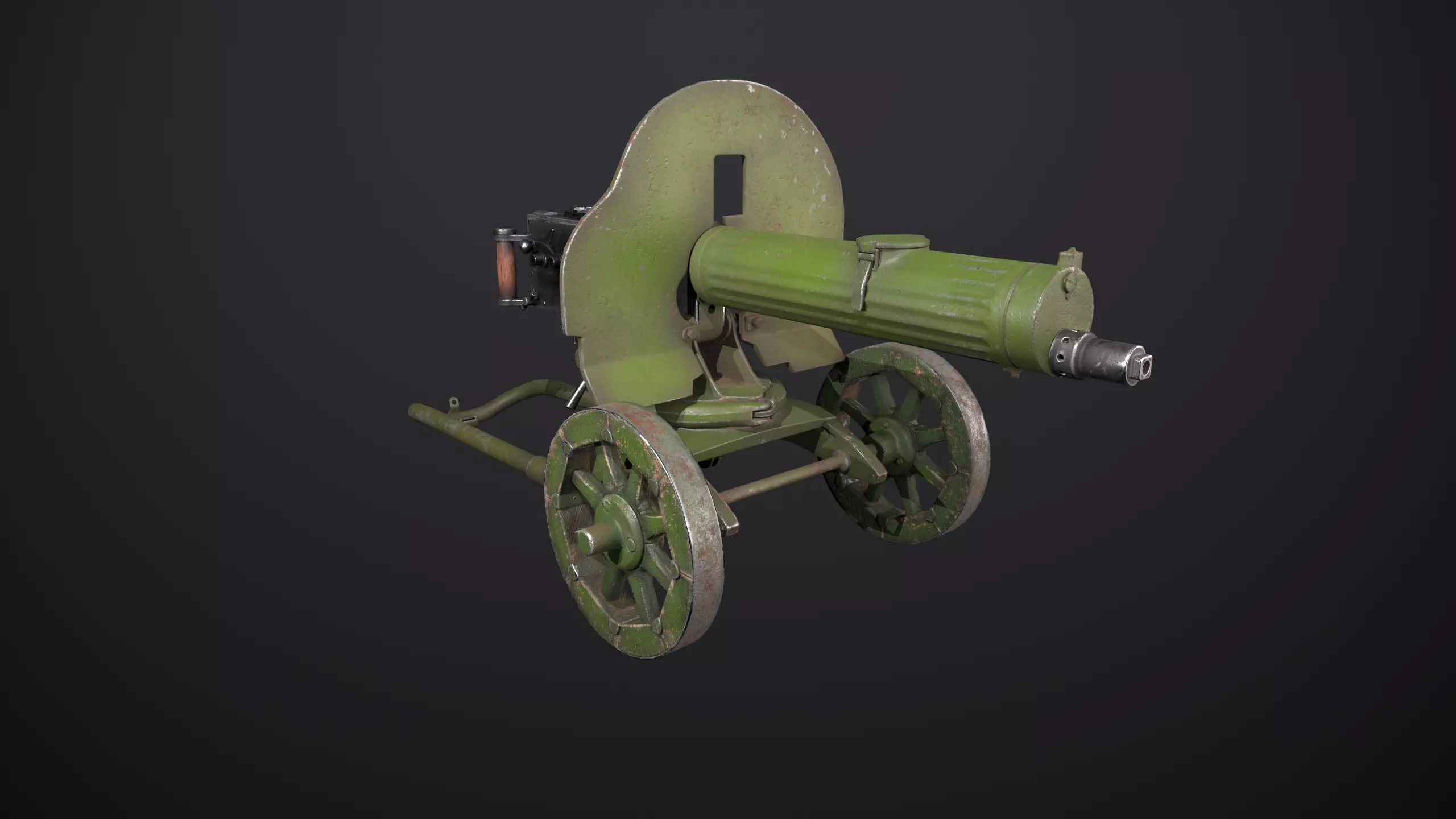 Machine gun Maxim Low-poly 3D model_0
