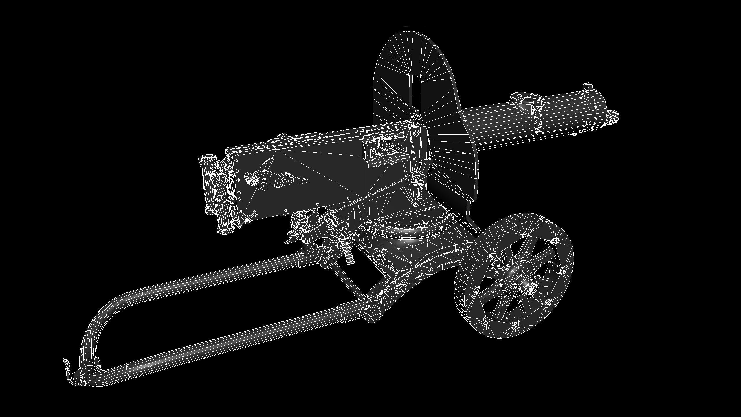 Machine gun Maxim Low-poly 3D model_7