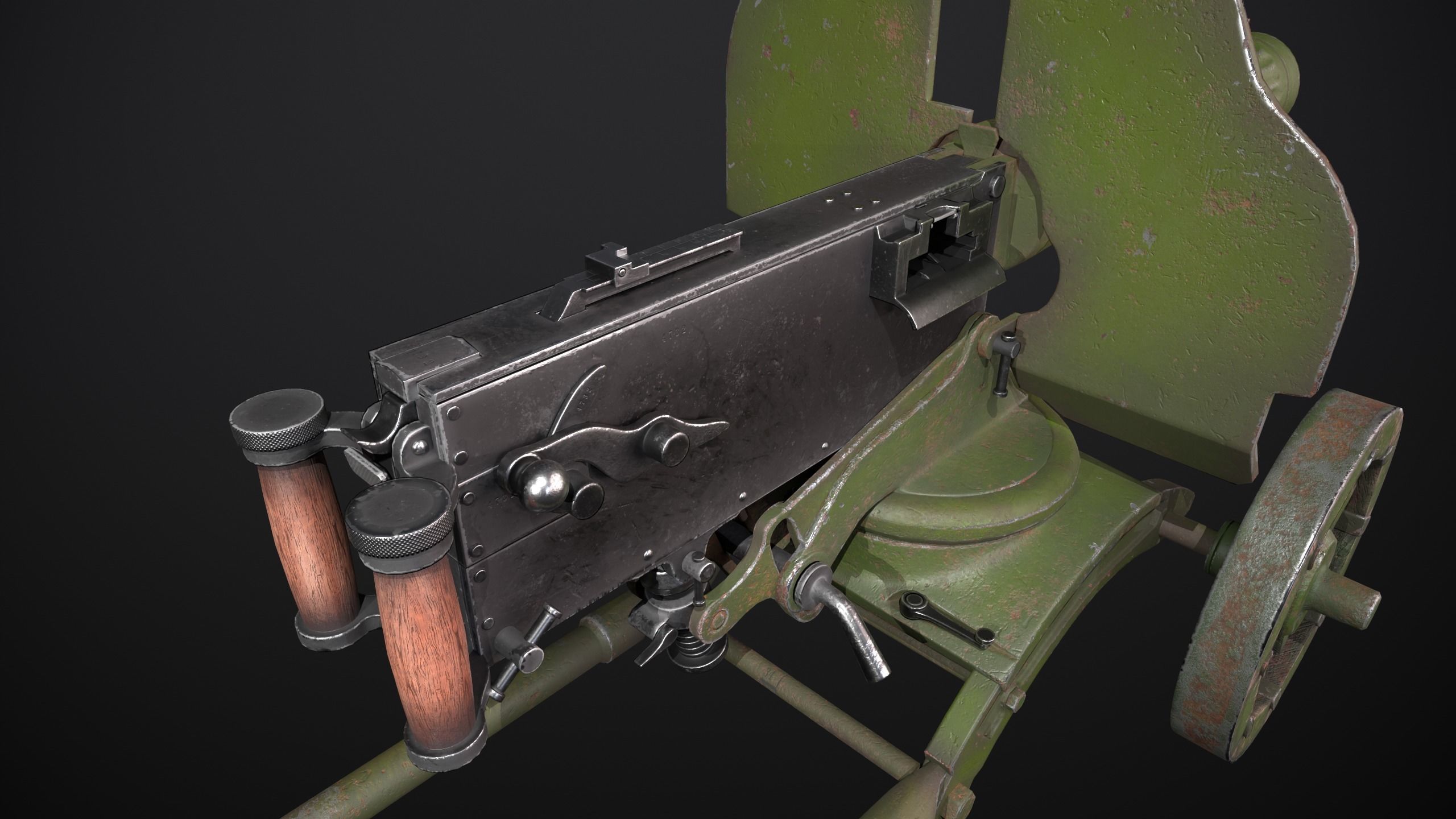 Machine gun Maxim Low-poly 3D model_4