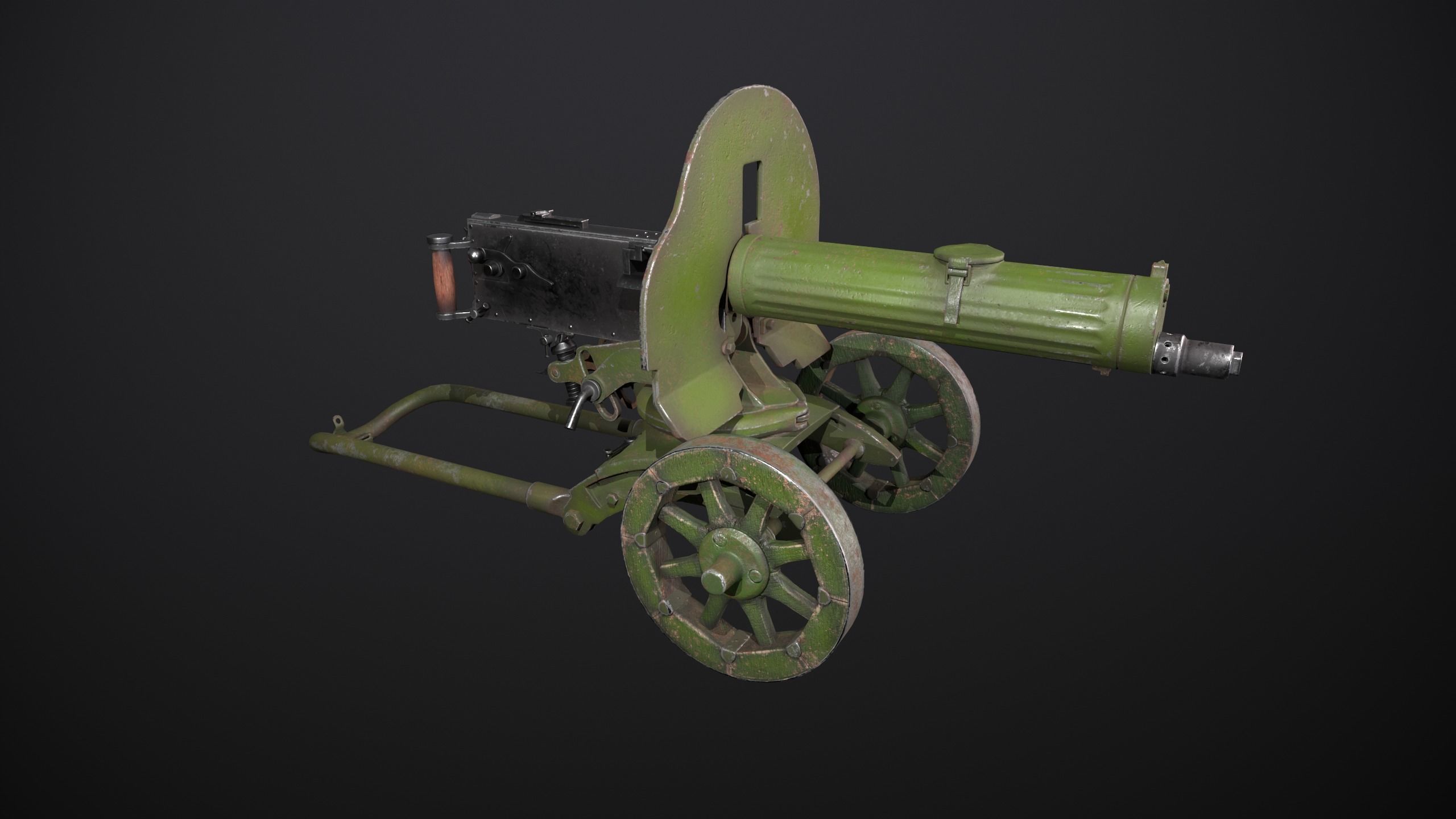 Machine gun Maxim Low-poly 3D model_2