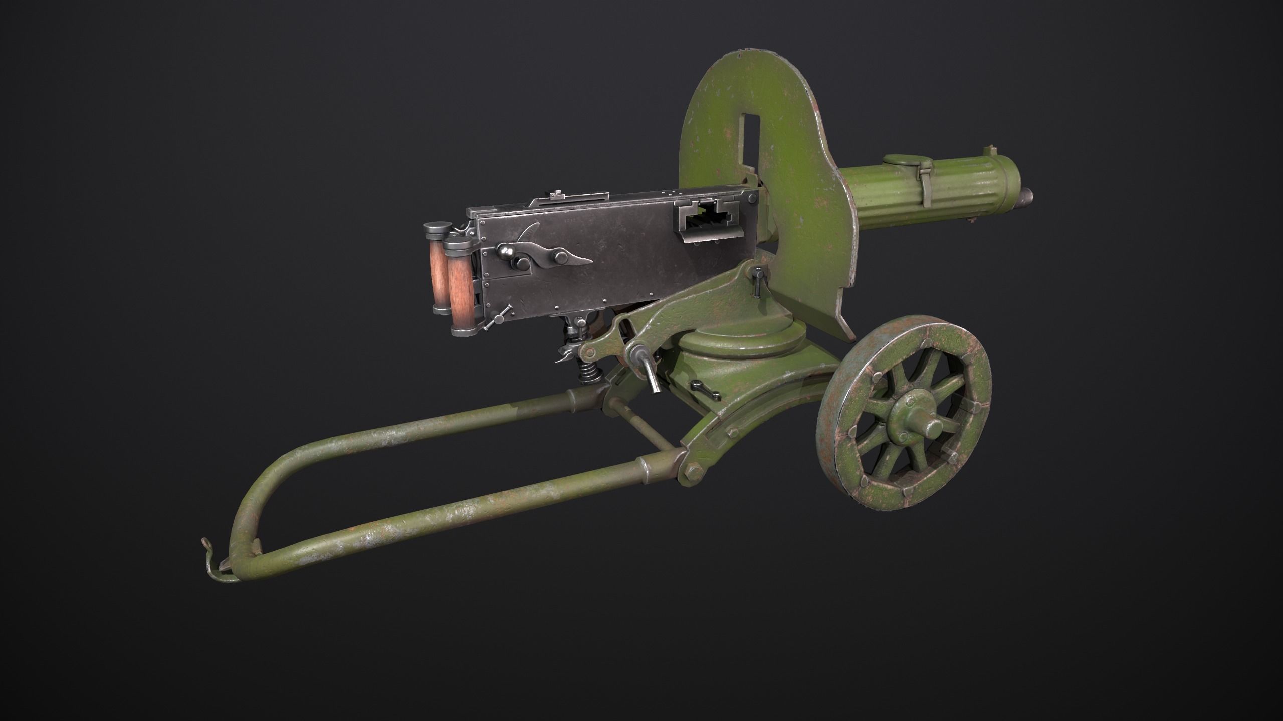Machine gun Maxim Low-poly 3D model_1