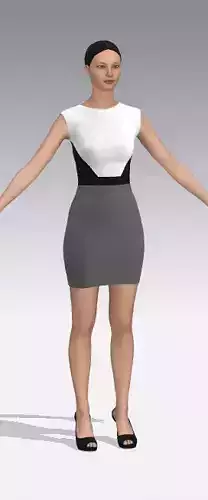 Hourglass black gray white color dress Low-poly 3D model