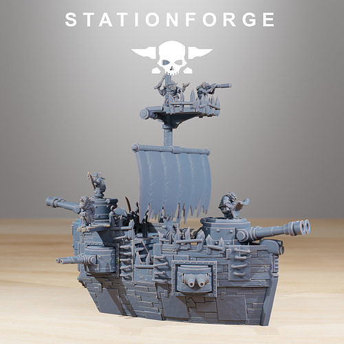 Gobs Short Pearl Battle Ship 3D print model 2